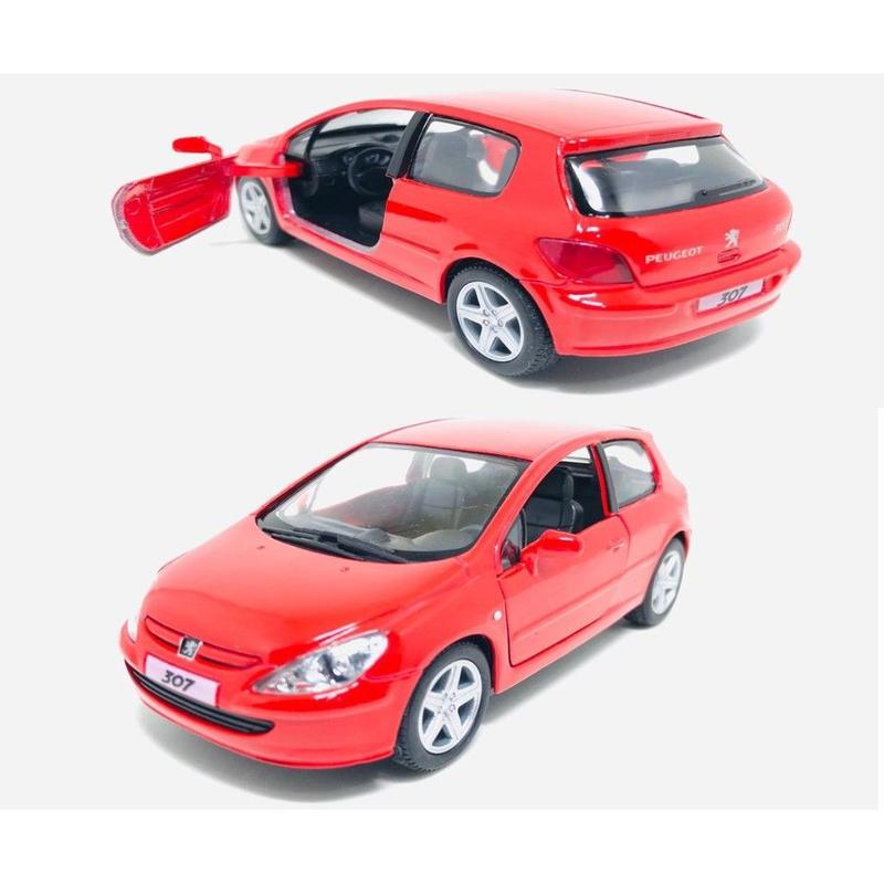 Miniatura Metal Peugeot 307 XSI Vermelho 2001 KT5079D - Kinsmart